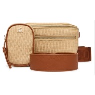 γυναικεία τσάντα μέσης steve madden bclark-s 13002441-nat μπεζ ψάθα
