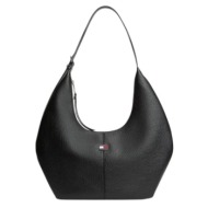 γυναικεία τσάντα ώμου tommy hilfiger hobo aw0aw18776-bds μαύρη