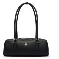 γυναικεία τσάντα ώμου tommy hilfiger aw0aw18748-bds μαύρη