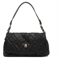 γυναικεία τσάντα ώμου tommy hilfiger aw0aw18717-bds μαύρη