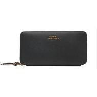 γυναικείο δερμάτινο πορτοφόλι tommy hilfiger aw0aw18941-bds μαύρο
