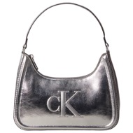 γυναικεία τσάντα ώμου calvin klein lv04f3332g-3jh ασημί ασημί