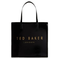 γυναικεία τσάντα ώμου ted baker crinkon large icon 271041 μαύρο λουστρίν μαύρο