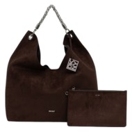γυναικεία τσάντα ώμου dkny north lg hobo r63cms38-cbe καφέ καστόρι καφέ