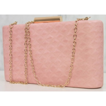 γυναικείο ροζ τετράγωνο τσαντάκι καπιτονέ clutch dx1160p