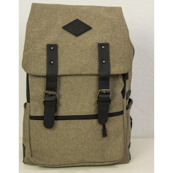 ανδρικό μπεζ υφασμάτινο backpack με τσεπάκια 50502b σε προσφορά