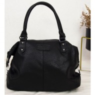 γυναικεία μαύρη τσάντα ώμου με διχρωμία pb712