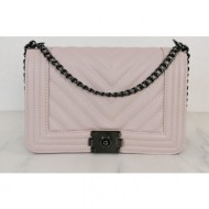 γυναικεία ροζ καπιτονέ τσάντα ανθρακί αλυσίδα p6859r