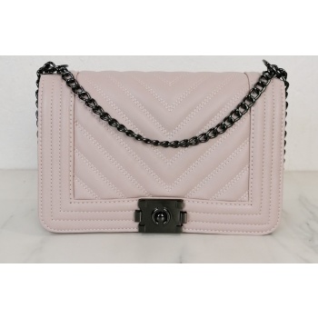 γυναικεία ροζ καπιτονέ τσάντα ανθρακί αλυσίδα p6859r σε προσφορά