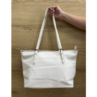 γυναικεία λευκή καπιτονέ τσάντα ώμου 993575w