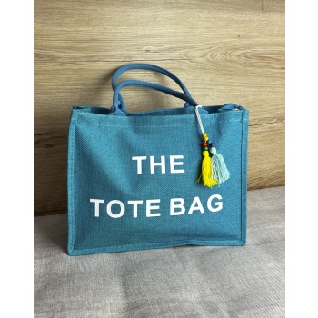 γυναικεία γαλάζια ψάθινη τσάντα tote 108751 σε προσφορά