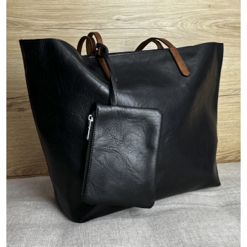γυναικεία μαύρη τσάντα ώμου με πορτοφόλι 058012m σε προσφορά