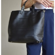 γυναικεία μαύρη μονόχρωμη τσάντα χειρός ck611