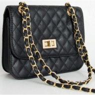 γυναικείο καπιτονέ τσαντάκι ώμου μαύρο δερματίνη 60661l