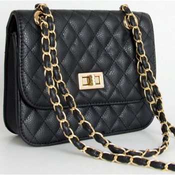 γυναικείο καπιτονέ τσαντάκι ώμου μαύρο δερματίνη 60661l