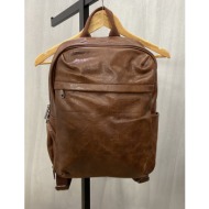 ανδρικό καφέ σακίδιο πλάτης με τσέπη l625730k