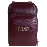 frnc francesco τσάντα γυναικεία χιαστί cross body w02-007 d brd μπορντώ