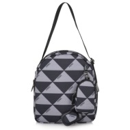 frnc francesco τσάντα γυναικεία πλάτης-backpack ώμου 3317 gr γκρί-μαύρο