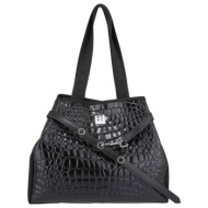 frnc francesco τσάντα γυναικεία ώμου 5925 blk μαύρο κροκό