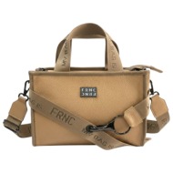 frnc francesco τσάντα γυναικεία ώμου-χιαστί leather cross body bags 3761 vkt μπέζ