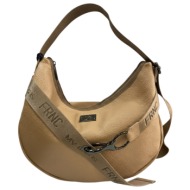 frnc francesco τσάντα γυναικεία ώμου leather shoulder bags 3760 vkt μπέζ