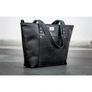 δερμάτινη τσάντα ώμου `the fab bag` μαύρο