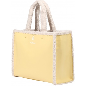 furla μεγάλη τσάντα ανοικτό κίτρινο / λευκό μαλλιού