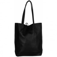 zwillingsherz μεγάλη τσάντα `the classic` μαύρο εξωτερικό υλικό:δέρμα,επένδυση:δέρμα