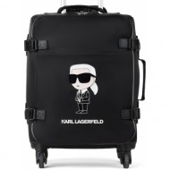 karl lagerfeld βαλίτσα με ροδάκια `ikonik mix` μαύρο / λευκό εξωτερικό υλικό:πολυανθρακικό - pc,πολυ