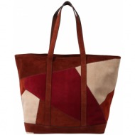vanessa bruno μεγάλη τσάντα καφέ σκουριάς / νουντ / ρουμπινί / κόκκινο σκουριάς εξωτερικό υλικό:δέρμ
