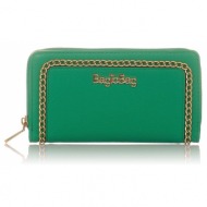πράσινο πορτοφόλι με διακοσμητική αλυσίδα
