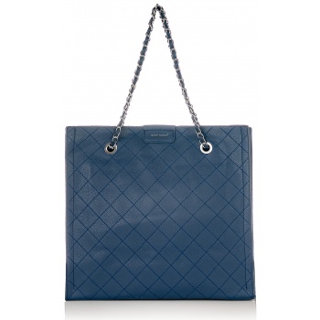 μπλε τσάντα σε ματ υλικό με αλυσίδα