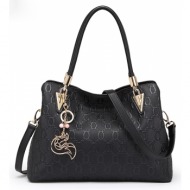 δερμάτινη γυναικεία τσάντα shopper `ωμου foxer 962061f μαύρο