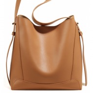 δερμάτινη γυναικεία τσάντα shopper ‘ωμου foxer 9136015f καφέ
