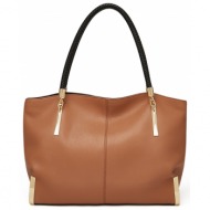 δερμάτινη γυναικεία τσάντα shopper `ωμου foxer 938032f καφέ