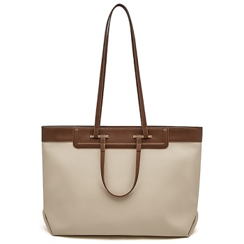 γυναικεία τσάντα shopper `ωμου foxer 9151135f άσπρο/καφέ σε προσφορά