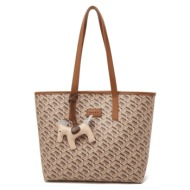 γυναικεία τσάντα pvc shopper `ωμου foxer 9140123f καφέ
