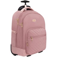γυναικείο σακίδιο πλάτης τροχήλατο 42l laptop 17,3” matein 1417 ροζ