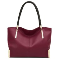 δερμάτινη γυναικεία τσάντα shopper `ωμου foxer 938032f red