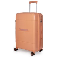 βαλίτσα σκληρή newcom (pp) μεσαία n1595/60 σομόν