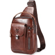 δερμάτινο τσαντάκι body bull captain xb555 σκούρο καφέ