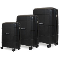 βαλίτσα σκληρή newcom (pp) (σετ 3 τεμαχίων) n1595 μαύρο