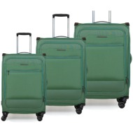 βαλίτσες υφασμάτινες σετ τριάδα newcom n1510 green