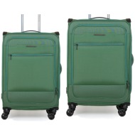 βαλίτσες υφασμάτινες σετ newcom μεσαία μεγάλη n1510 green