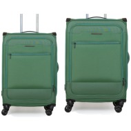 βαλίτσες υφασμάτινες σετ newcom μικρή μεσαία n1510 green