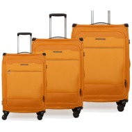 βαλίτσες υφασμάτινες σετ τριάδα newcom n1510 orange