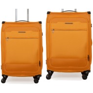 βαλίτσες υφασμάτινες σετ newcom μεσαία μεγάλη n1510 orange