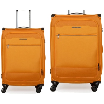 βαλίτσες υφασμάτινες σετ newcom μικρή μεσαία n1510 orange σε προσφορά