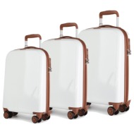 σετ 3 βαλίτσες newcom pc σετ 3 τεμαχίων n1488 white