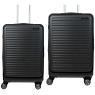 βαλίτσες σετ newcom (abs+pc) μεσαία μεγάλη n1605 dark grey